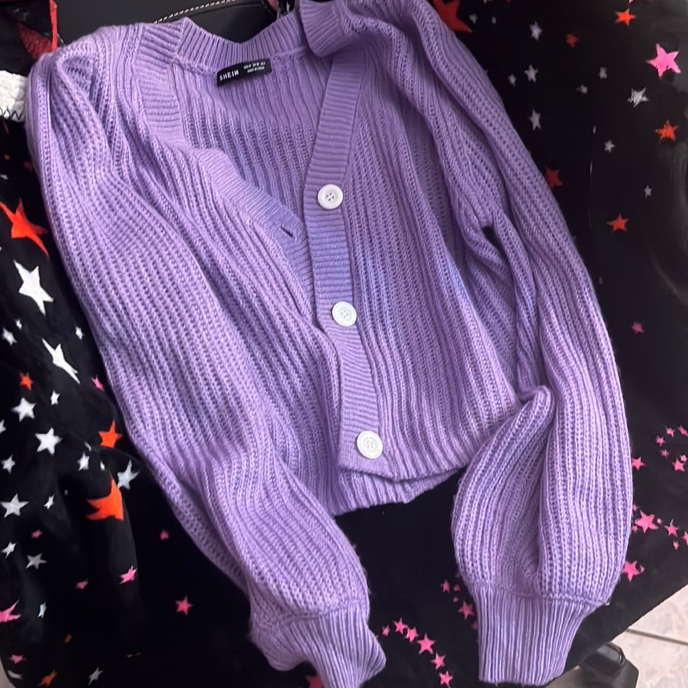 BTS Purple knitted sweater, kawaii style